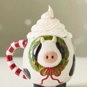 Anthropologie NWT Festive Animal Stoneware Mug